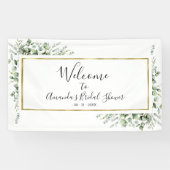 ゴールドグリーンのブライダルシャワーウェルカムサインバナー 横断幕 (横)
