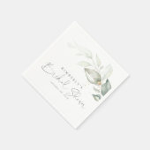 ゴールドグリーンの葉のエレガントなブライダルシャワー スタンダードカクテルナプキン (角)