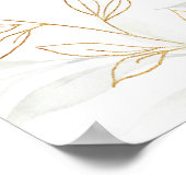 ゴールドグリーンの葉のエンゲージメントパーティーウェルカムサイン ポスター (角)