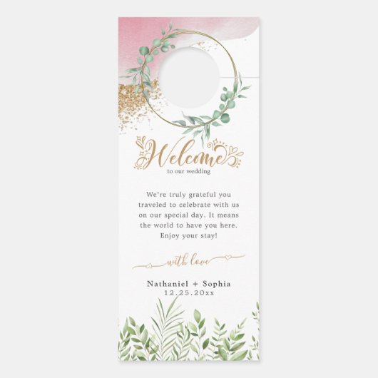 ゴールドグリーンウェディングウェルカム ご遠慮ください ドアノブサイン (裏面)