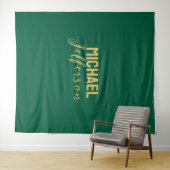 ゴールドグリーンカラーのエレガントなモダンミニマリスト名前 タペストリー (インサイチュ(横))