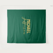 ゴールドグリーンカラーのエレガントなモダンミニマリスト名前 タペストリー (正面(横))