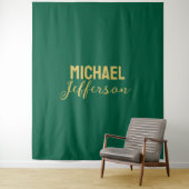 ゴールドグリーンカラーのエレガントなモダンミニマリスト名前 タペストリー (インサイチュ)