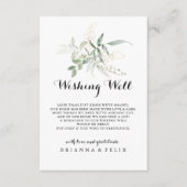 ゴールドグリーン葉の結婚式の願い事の井戸 エンクロージャーカード (正面)