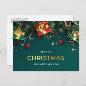 ゴールドグリーン クリスマスオーナメント 法人向けグリーティング シーズンポストカード (正面/裏面)
