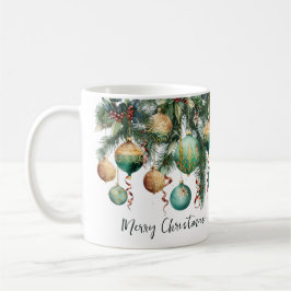 ゴールドグリーン クリスマス オーナメント コーヒーマグカップ