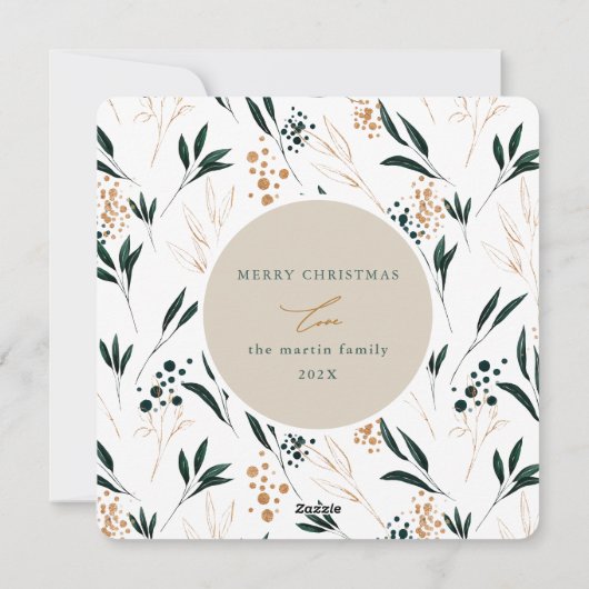 ゴールドグリーン ティール 祝福された 2 つの写真 シーズンカード (裏面)