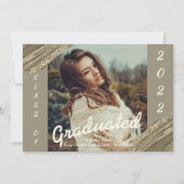ゴールドグリーン 卒業写真 卒業おめでとうカード 招待状 (正面)