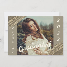 ゴールドグリーン 卒業写真 卒業おめでとうカード 招待状