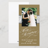 ゴールドグレイのダマスク織 初のクリスマス フォトカード シーズンカード (正面/裏面)