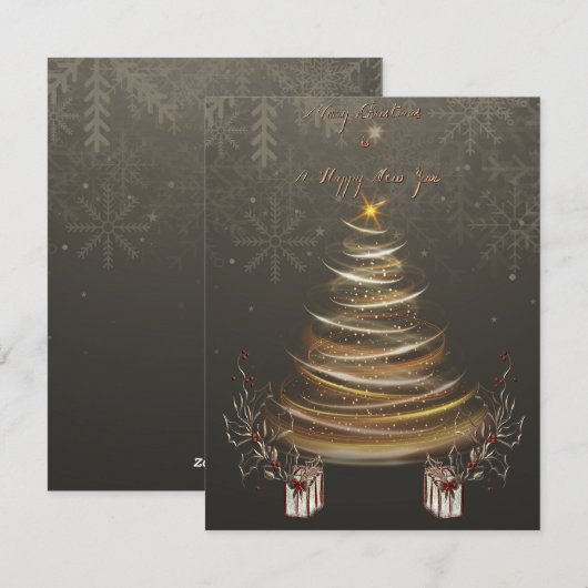 ゴールドグロウ クリスマス ホリデー クリスマス カード (正面/裏面)