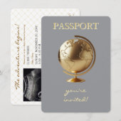 ゴールドグローブパスポート トラベル ベビーシャワー 招待状 (正面/裏面)