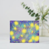 ゴールドグローリースターズアクアブルーモダンキリスト教アート ポストカード (スタンド正面)