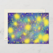 ゴールドグローリースターズアクアブルーモダンキリスト教アート ポストカード (正面/裏面)