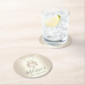 ゴールドケーキの輝く滴りが、エレガントでかわいい、華やかなパーティーを演出します ラウンドペーパーコースター (インサイチュ)