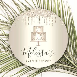 ゴールドケーキ グリッターがエレガントに煌めく ガーリーでグラマラスなパーティ ラウンドペーパーコースター