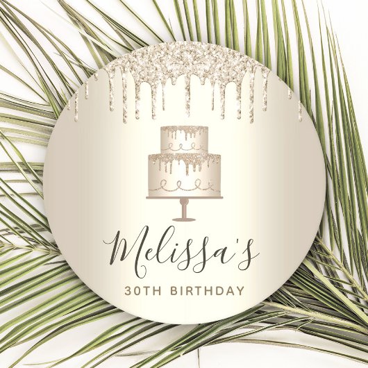 ゴールドケーキ グリッターがエレガントに煌めく ガーリーでグラマラスなパーティ ラウンドペーパーコースター