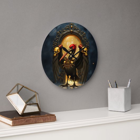 ゴールドゲートの前兆 夜のペリカン ラージ壁時計 (オフィス)