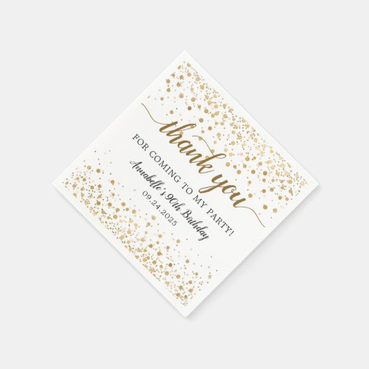 ゴールドコンフェッティドット誕生日を迎えてくれてありがとう スタンダードカクテルナプキン (角)
