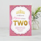 ゴールドコンフェッティプリンセス2歳誕生日招待状 招待状 (スタンド正面)