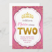 ゴールドコンフェッティプリンセス2歳誕生日招待状 招待状 (正面/裏面)