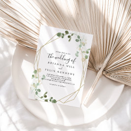 ゴールドコンフェッティユーカリの葉のウェディング 招待状