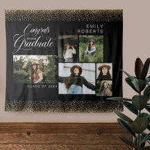 ゴールドコンフェッティ6枚写真コラージュ おめでとう、卒業生