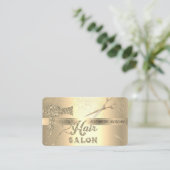 ゴールドコンフェッティ、はさみ、ヘアドライヤー 名刺 (スタンド正面)