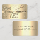 ゴールドコンフェッティ、はさみ、ヘアドライヤー 名刺 (正面/裏面)