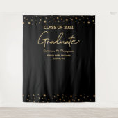 ゴールドコンフェッティ クラスオブ2021 背景 卒業式 タペストリー (正面)