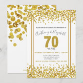 ゴールドコンフェッティ グリッター スタイル 70周年パーティー 招待状 (正面/裏面)