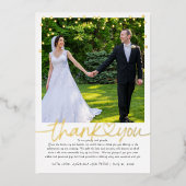 ゴールドコンフェッティ ハンドレタリング ウェディング サンクス 箔招待状 (正面)