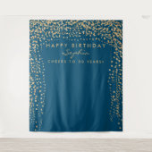 ゴールドコンフェッティ バースデー 背景 どんな年齢でも タペストリー (正面)