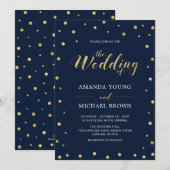 ゴールドコンフェッティ | モダンなタイポグラフィーの結婚式 招待状 (正面/裏面)