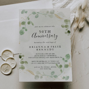 ゴールドコンフェッティ ユーカリ 50周年結婚記念日 招待状