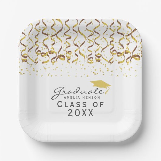 ゴールドコンフェッティ 卒業クラス 祝賀会 ペーパープレート (正面)