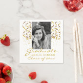 ゴールドコンフェッティ 卒業 大学生 フォト スタンダードカクテルナプキン (インサイチュ)