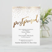 ゴールドコンフェッティ 延期 結婚式案内カード 招待状 (スタンド正面)