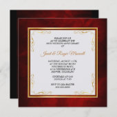 ゴールドコーナーフレーム 赤 50周年結婚記念日 招待状 (正面/裏面)