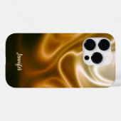 ゴールドコーヒーシルクウェーブカスタムネーム携帯ケース Case-Mate iPhoneケース (裏面 (横))