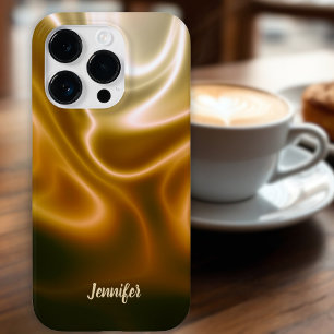 ゴールドコーヒーシルクウェーブカスタムネーム携帯ケース Case-Mate iPhone 14 PROケース