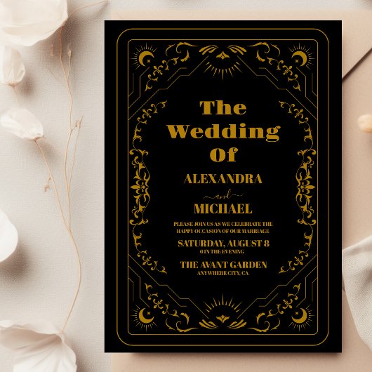 ゴールドゴシックエレガントタロットカードウェディング 招待状