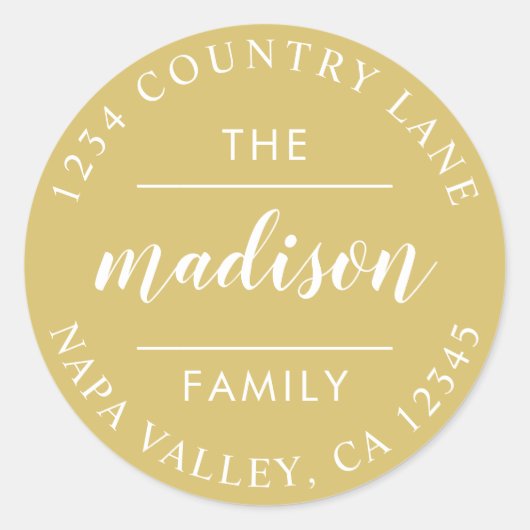 ゴールドサークルスクリプト オリジナルの差出人住所を作成 ラウンドシール (正面)