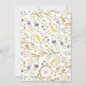 ゴールドサークルモノグラム ワイルドフラワー オーバル ウェディング 招待状 (裏面)