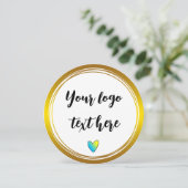 ゴールドサークル リング 枠 グリッター カスタムロゴ 招待状 (スタンド正面)