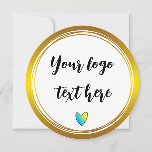 ゴールドサークル リング 枠 グリッター カスタムロゴ 招待状 (正面)