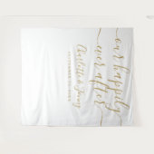 ゴールドシグネチャースクリプト ウェディング フォトブース バックドロップ タペストリー (正面(横))