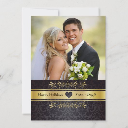 ゴールドシック フォト ホリデー カード (正面)