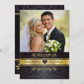 ゴールドシック フォト ホリデー カード (正面/裏面)