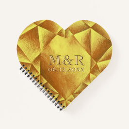 ゴールドシトリンの水彩ハート ウェディングアニバーサリー ノートブック
